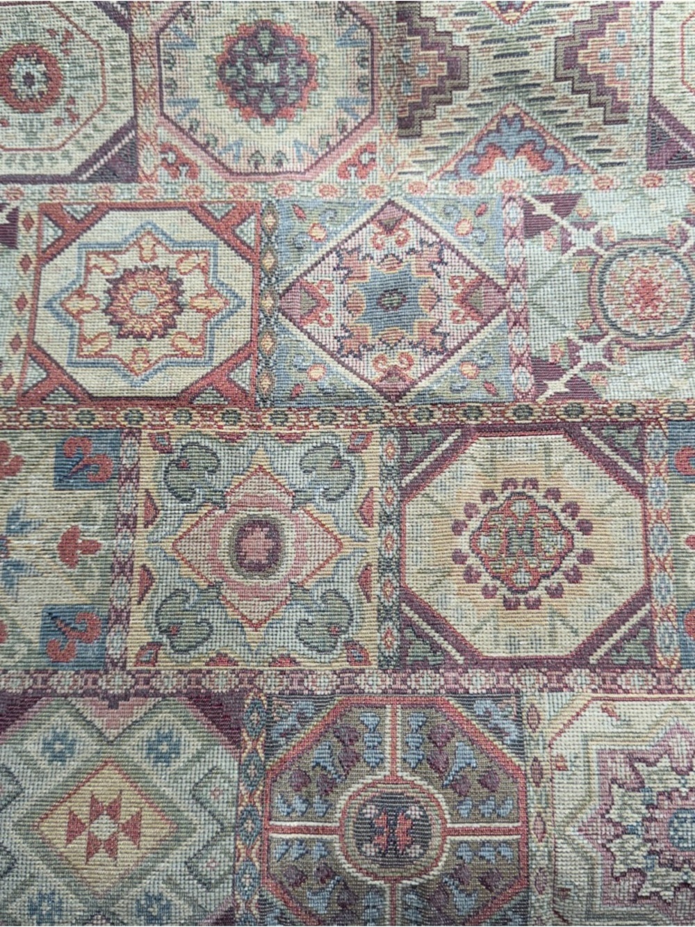 2/3 yards Vintage-Inspired Geometric Patchwork Look Decorator Fabric #522